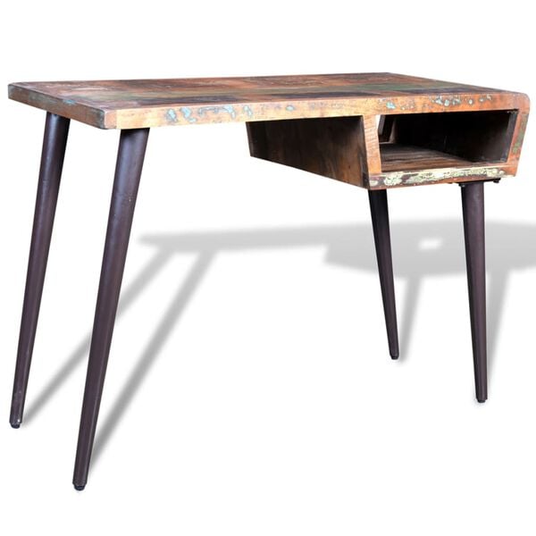 vidaXL Desk Multi-color Reclaimed wood, Painted iron 43.3 x 19.7 x 31.5 in