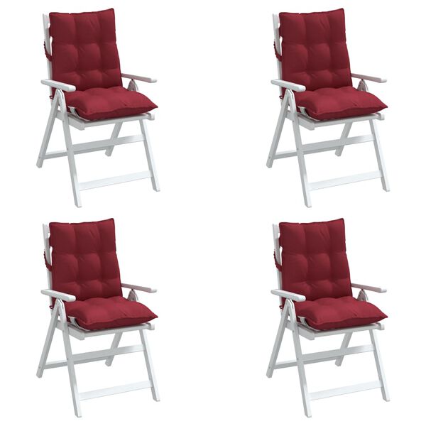 vidaXL Lowback Chair Cushion Set of 4 Wine red