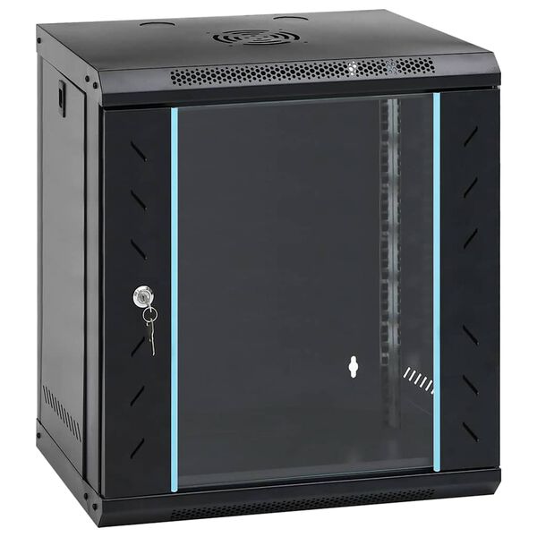 vidaXL Network Cabinet Black 20.87 x 17.72 x 23.62 in Steel