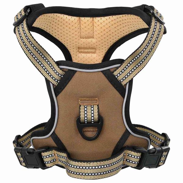 vidaXL Dog Harness Brown Polyester M Adjustable Armrests Dog Harness