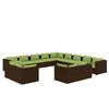 vidaXL Garden Lounge Set Brown with green cushions