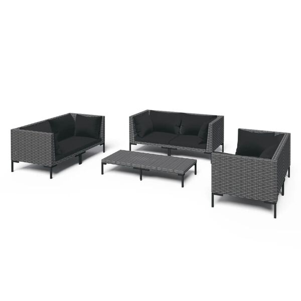 vidaXL Garden Lounge Set Dark grey with black cushions