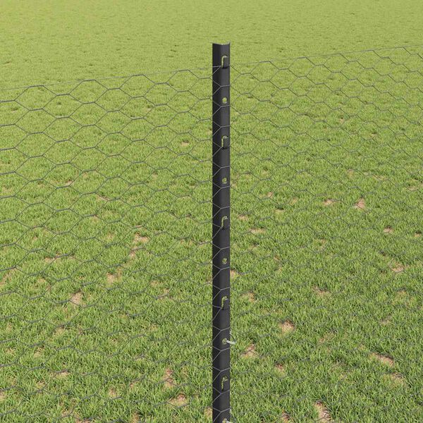 vidaXL Fence with Post Grey 4.59 x 82.02 ft Steel