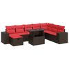 vidaXL 9 Piece Patio Sofa Set with Cushions Black Poly Rattan Acacia