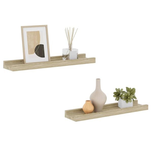 vidaXL Wall Shelf Set of 2 Sonoma Oak MDF Medium Wall Shelf