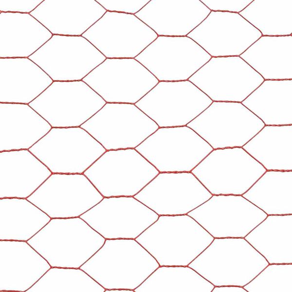 vidaXL Chicken Wire Fence Steel with PVC Coating 82.0x3.9' Red