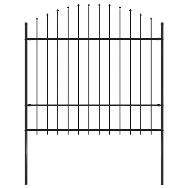 vidaXL Garden Fence with Spear Top Steel 66.9x68.9" Black