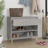 vidaXL Shoe Cabinet Concrete grey Engineered wood, Solid eucalyptus wood
