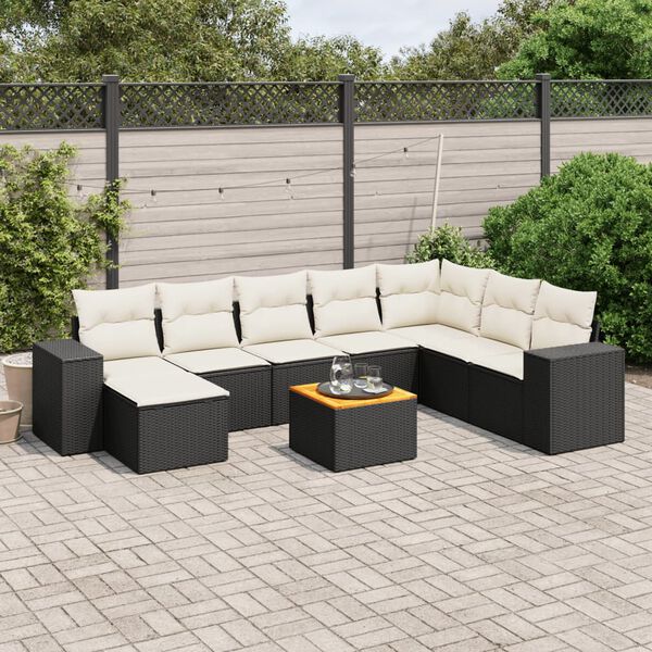 vidaXL Garden Sofa Set Black, Cream