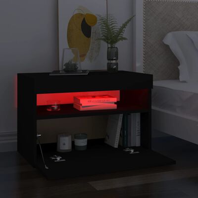 vidaXL TV Stand with LED Lights Black 23.6"x13.8"x15.7"