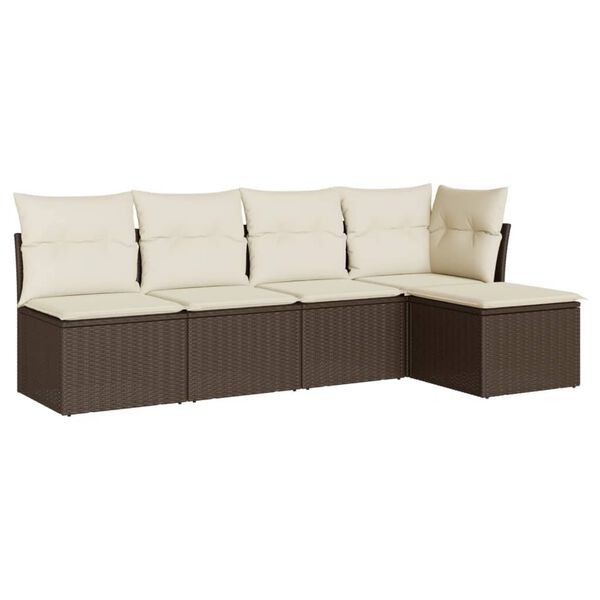 vidaXL Garden Sofa Set Brown PE rattan Large Adjustable Feet