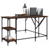 vidaXL Desk Brown Oak Engineered Wood, Metal Adjustable Feet Desk