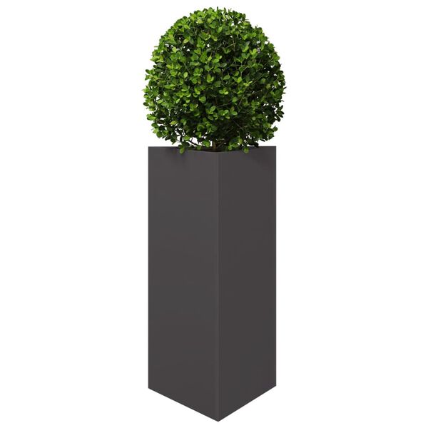 vidaXL Garden Planter Black Steel 15.7x13.6x27.6 in Tough