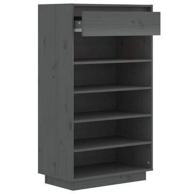 vidaXL Shoe Cabinet Gray 23.6"x13.4"x41.3" Solid Wood Pine