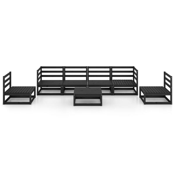 vidaXL Garden Lounge Set Black Solid Pine Wood Modular Garden Lounge Set