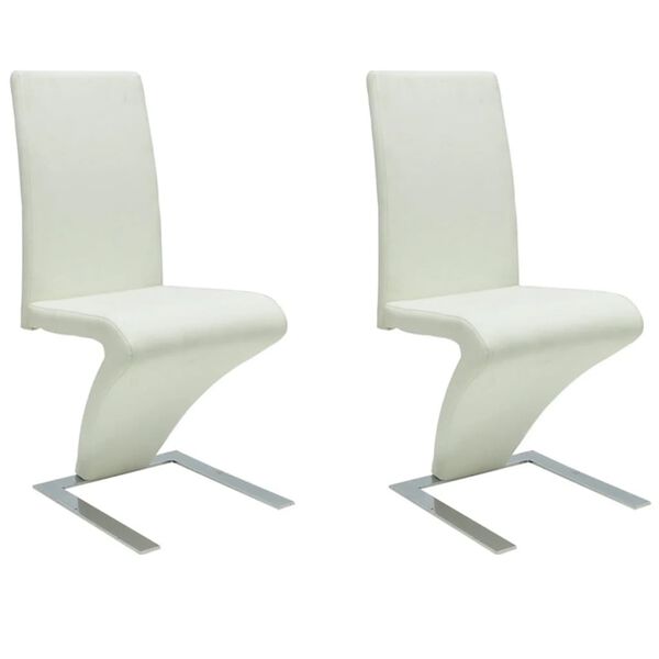 vidaXL Dining Chair Set of 2 White Faux Leather Standard Durable