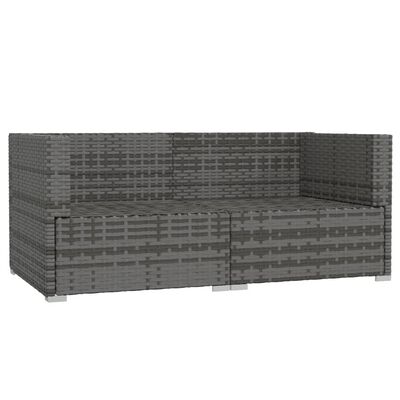 vidaXL 2-Seater Sofa with Cushions Gray Poly Rattan