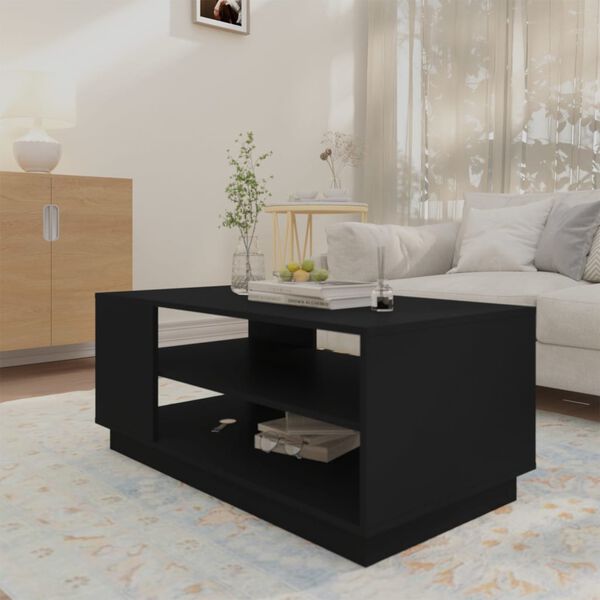 vidaXL Coffee Table Black Engineered Wood Medium Modern Coffee Table