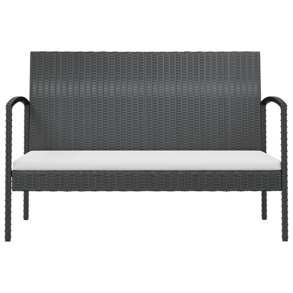 vidaXL Garden Lounge Set Black PE rattan, powder-coated steel, glass
