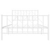 vidaXL Bed Frame White Steel Twin Bed Frame Rectangular Modern
