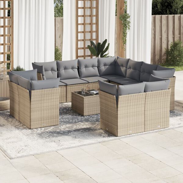 vidaXL Garden Sofa Set Beige, Light gray