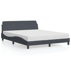 vidaXL Bed Frame Dark Grey Velvet, Metal, Solid Pine Wood, Plywood Queen