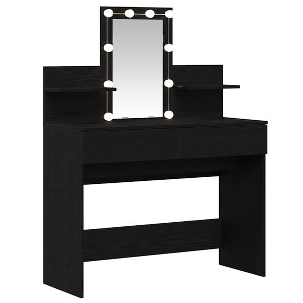 vidaXL Dressing Table with Drawer Black Oak 39.37 x 15.75 x 51.18 in