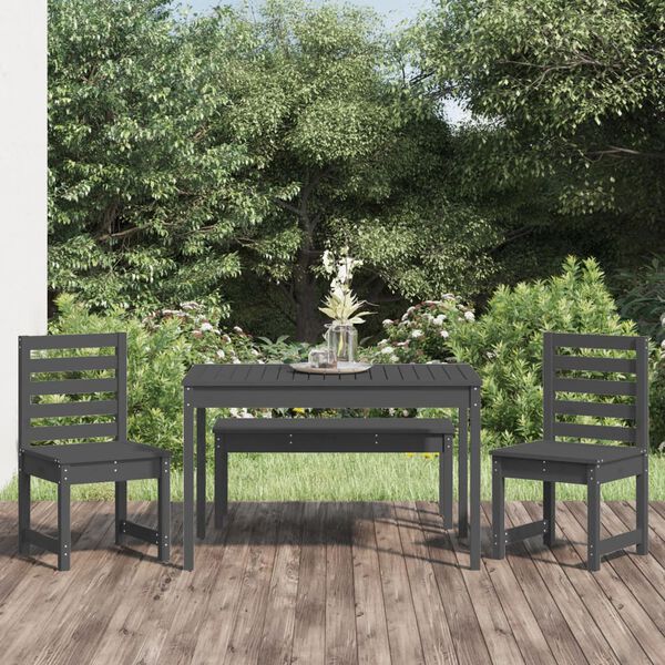 vidaXL Garden Dining Set Grey Solid pine wood Medium Modern