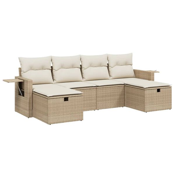 vidaXL Garden Sofa Set Beige PE rattan Large Modular Garden Sofa Set