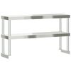 vidaXL Work Table Overshelf 2-Tier 43.3"x11.8"x25.6" Stainless Steel