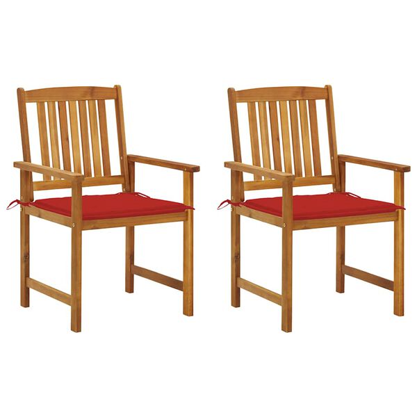 vidaXL Garden Chair Set of 2 Red Solid Acacia wood, Polyester Standard