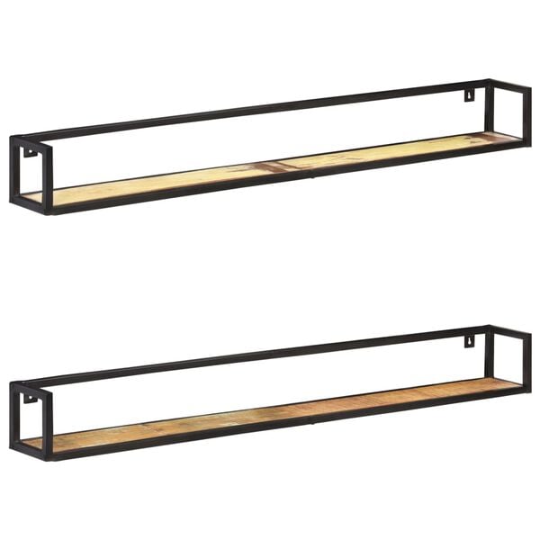 vidaXL Wall Shelf Set of 2 Mixed color Solid reclaimed wood, iron