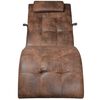 vidaXL Chaise Longue with Pillow Brown Suede Look Fabric