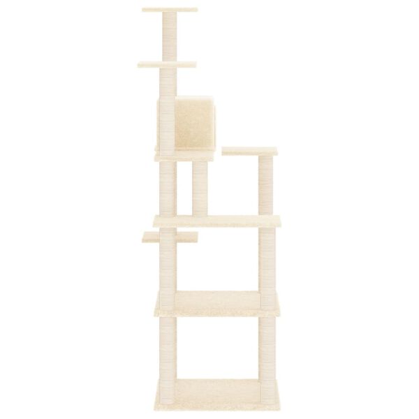 vidaXL Cat Tree Cream Engineered wood, Plush, Sisal 60.2 in tall