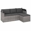vidaXL 3-Seater Garden Sofa Grey PE Rattan 3 Seater Foldable