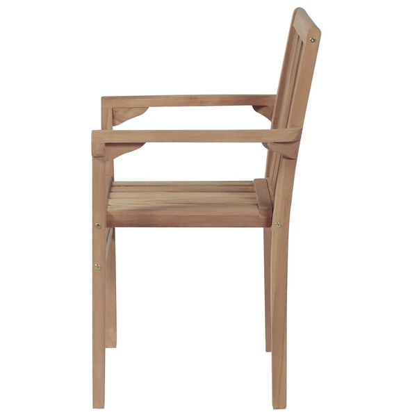 vidaXL Stackable Chair Set of 2 Warm Teak Teak wood Standard Stackable