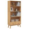 vidaXL Bookcase Brown Solid pinewood with a wax finish Standard Bookcase