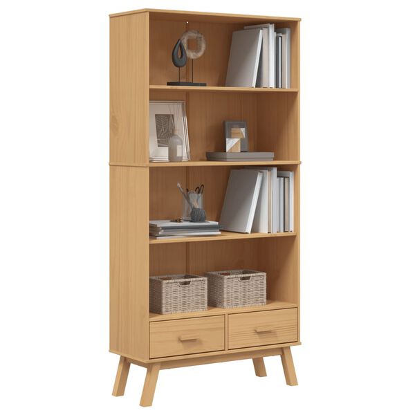 vidaXL Bookcase Brown Solid pinewood with a wax finish Standard Bookcase