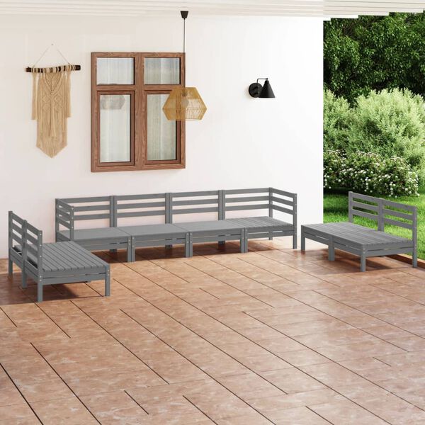 vidaXL Garden Lounge Set Grey Solid pinewood Standard Modular