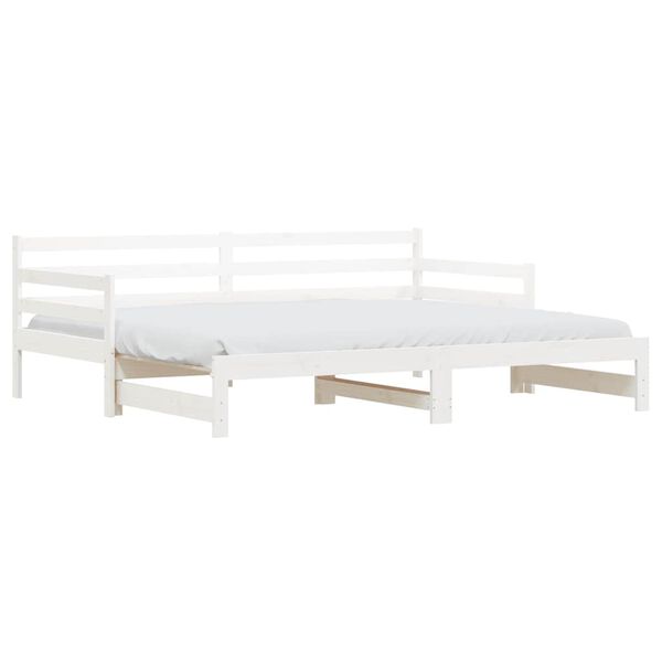 vidaXL Daybed With Trundles White Solid pinewood