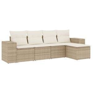 vidaXL Garden Sofa Set Beige PE Rattan Medium Modular Garden Sofa Set