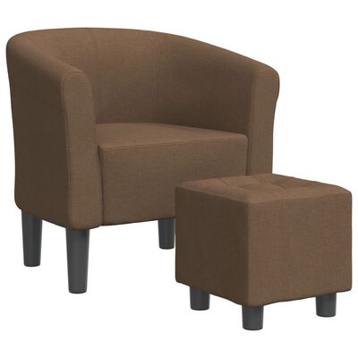 vidaXL Tub Chair with Footstool Brown Fabric