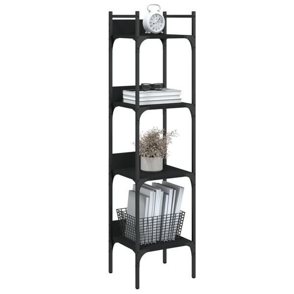vidaXL Bookshelf Black Engineered Wood, Powder-Coated Steel