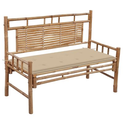 vidaXL Patio Bench with Cushion 47.2" Bamboo