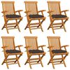 vidaXL Patio Chair Set of 6 Taupe, Teak Solid teak wood, 100% polyester