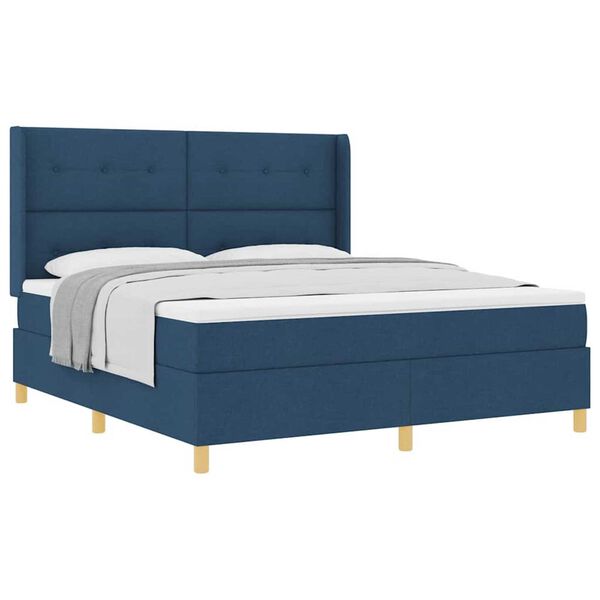 vidaXL Box Spring Bed with Mattress Blue 70.9" x 78.7" fabric