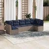 vidaXL 7 Piece Patio Sofa Set with Cushions Gray Poly Rattan