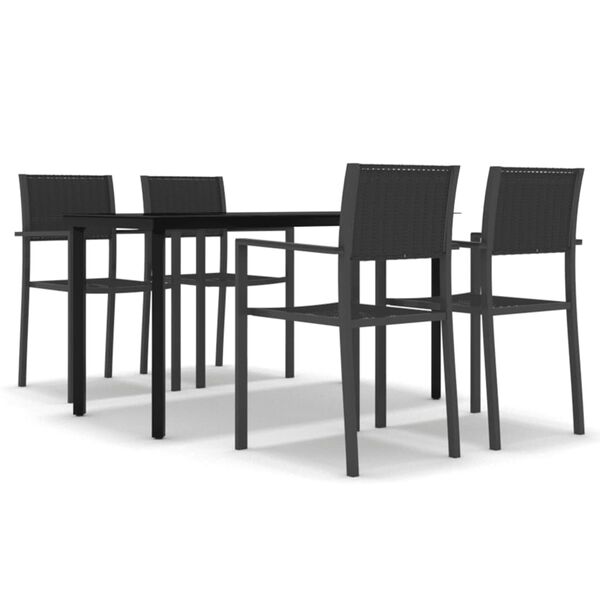 vidaXL Garden Dining Set Black Powder-coated steel, plastic, glass