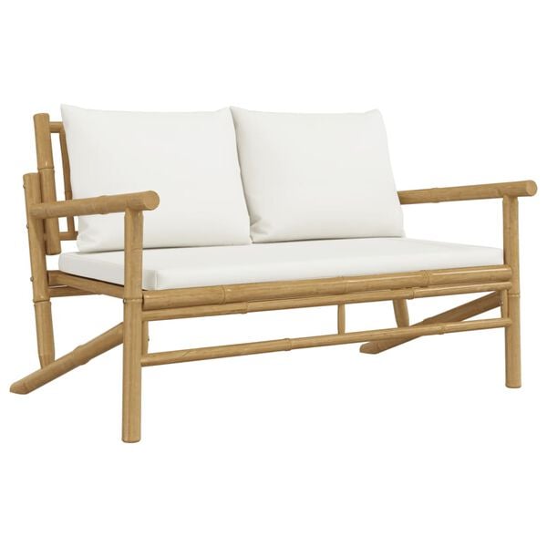 vidaXL Garden Bench Natural Bamboo, Cream White Bamboo