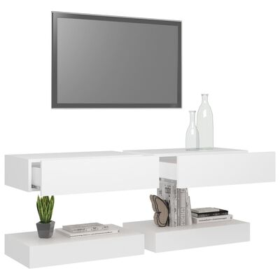 vidaXL TV Stands with LED Lights 2 Pcs White 23.6"x13.8"